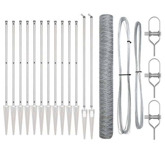 Clôture avec poteaux argent 1.2 x 25 m acier recouvert de pvc