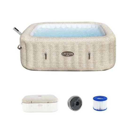 Spa gonflable bestway - lay-z-spa rome - 180 airjets - 201 x 201 x 71 cm - 5 a 7 places - carré (couverture, cartouche, diffuse
