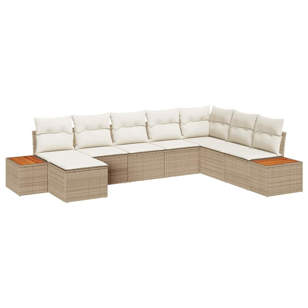 Ensemble de canapé de jardin 8 pcs beige et crème poly rattan