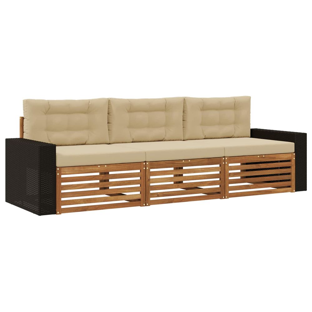 Ensemble de canapés d'extérieur 3 pc naturel et beige polyester