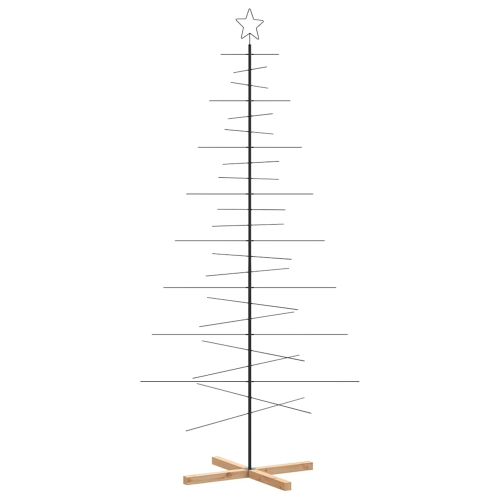 Arbre de noël en métal avec base en bois noir 210 cm