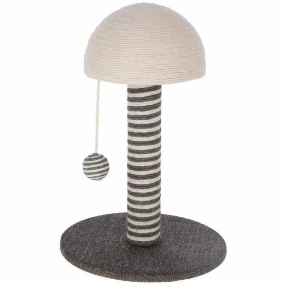 Poteau griffoir pour chat - tronc 42 cm - funghi - gris/blanc - sisal - base : ø 30 cm
