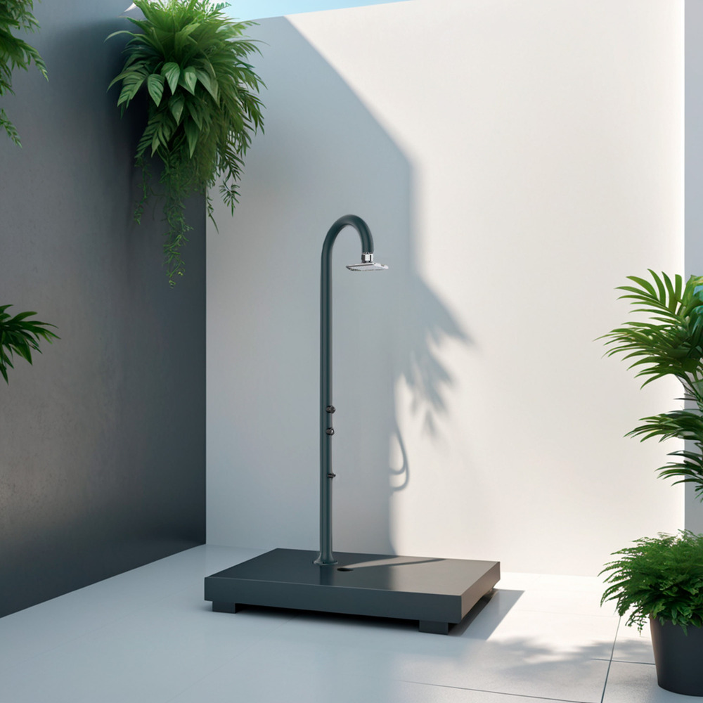 Douche alu grise led capteur lavepieds eau chaudefroide