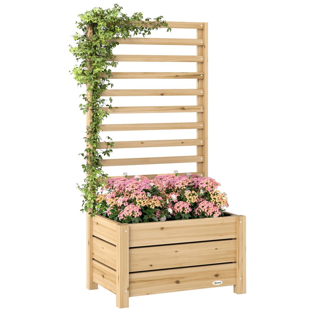 Jardinière treillis bois massif terrasse plantes grimpantes 60x39x120cm nature