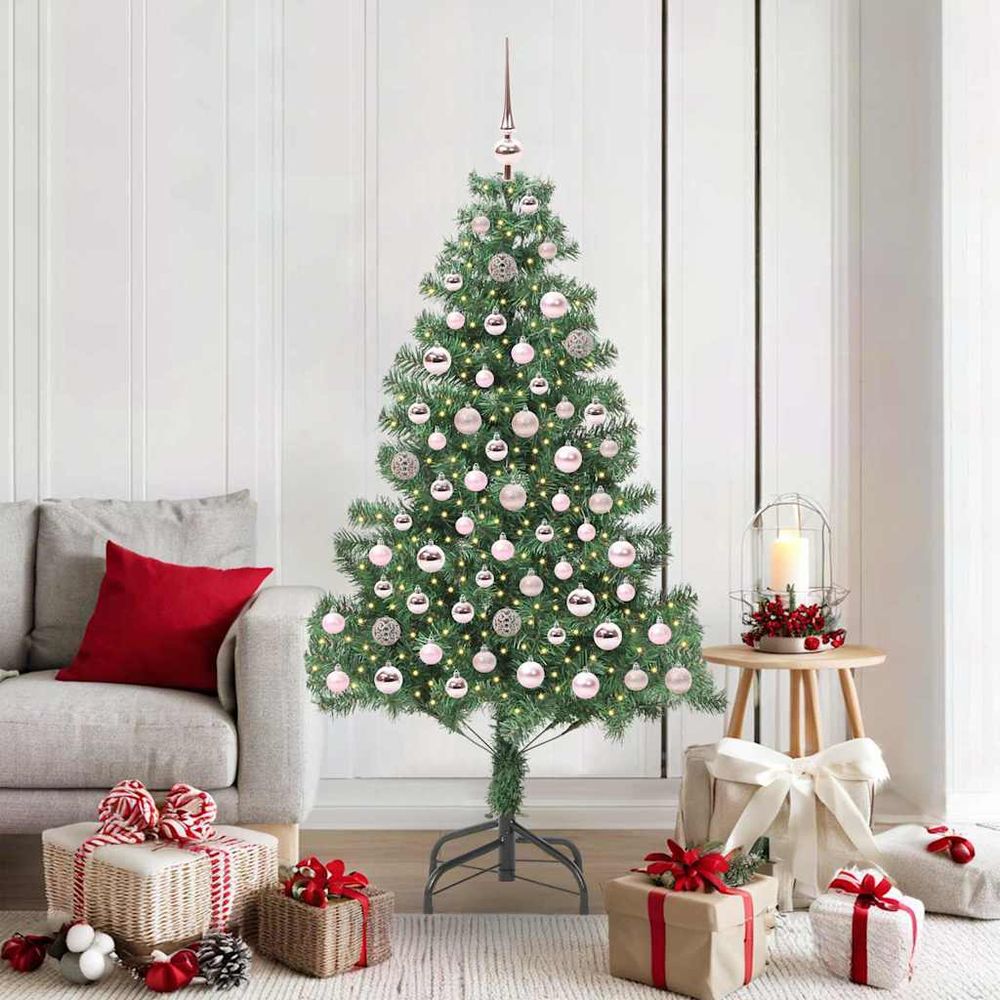 Arbre de noël artificiel 180 cm pour ambiance festive, 300 led et décorations complètes