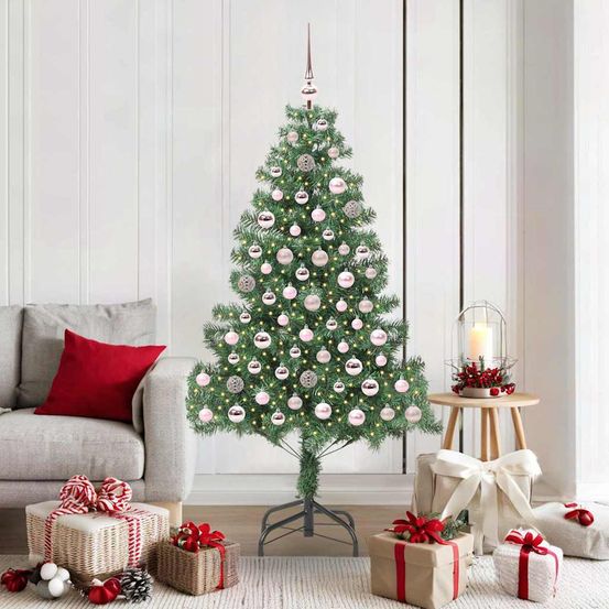 Arbre de noël artificiel 180 cm pour ambiance festive, 300 led et décorations complètes