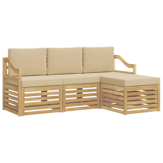 Ensemble de canapés d'extérieur 4 pcs blanc et beige polyester