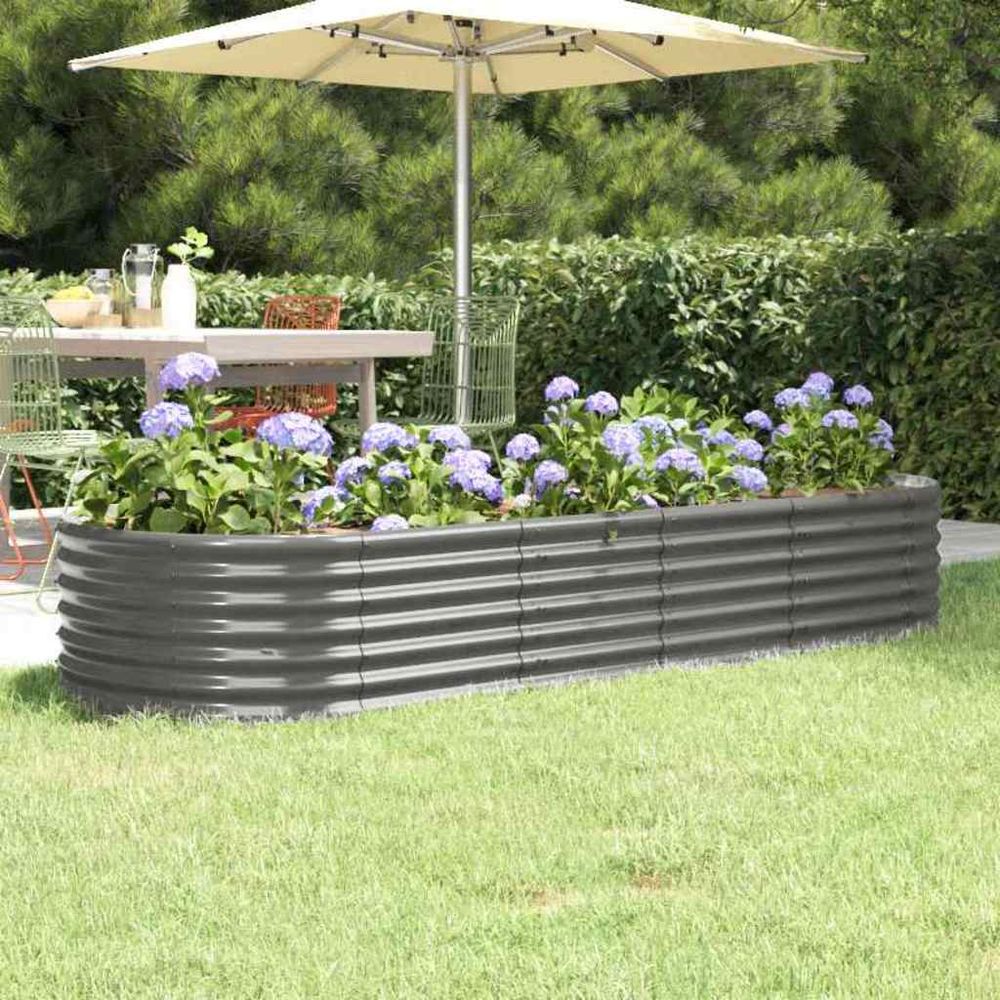 Jardinière potager surélevée acier galvanisé jardin gris 224x80x36 cm
