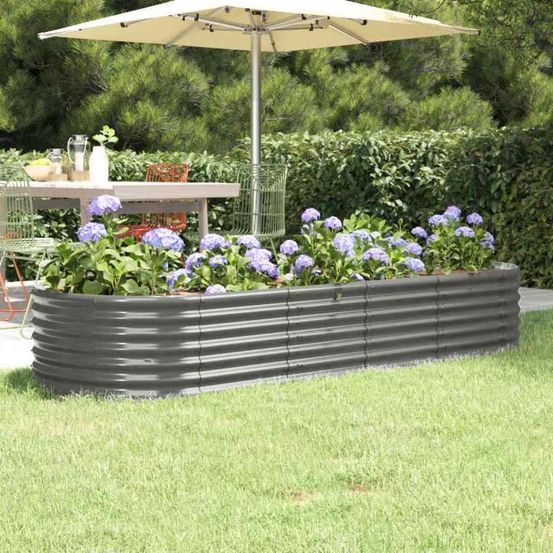 Jardinière potager surélevée acier galvanisé jardin gris 224x80x36 cm