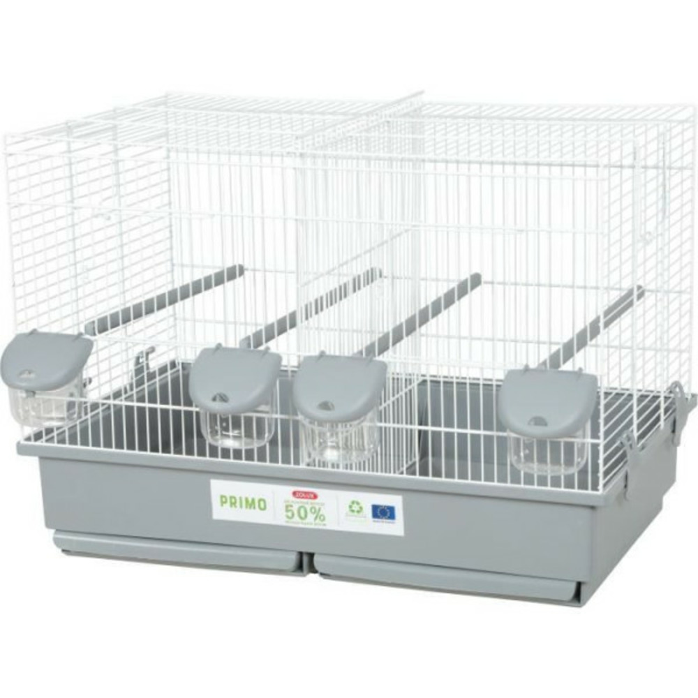 Cage d'élevage oiseaux - zolux - primo cati - pour canari mandarin - 57 x p34.5 x 41 cm - blanc et gris