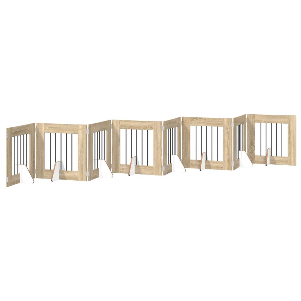 Porte de chien pliable avec supports 8 pc chêne sonoma 60 cm