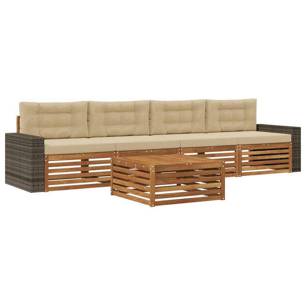 Ensemble de canapés d'extérieur 5 pc naturel et beige