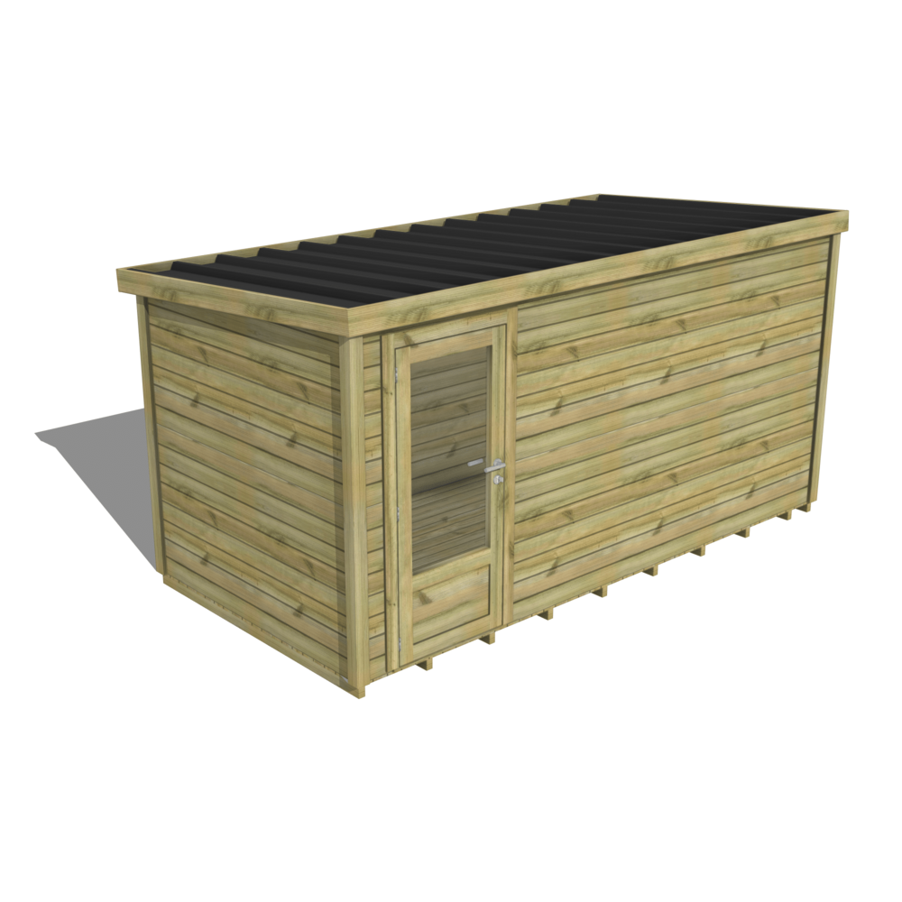 Abri de jardin bois pin traité autoclave 27mm - essentiel - 4,34x2,14m / 9m2 - bac acier - plancher bois