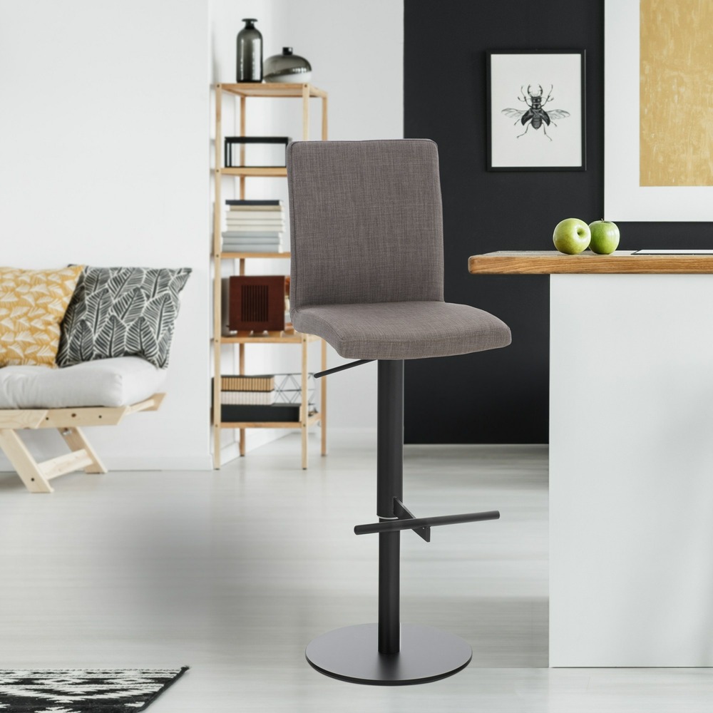 Tabouret de bar cadiz tissu noir