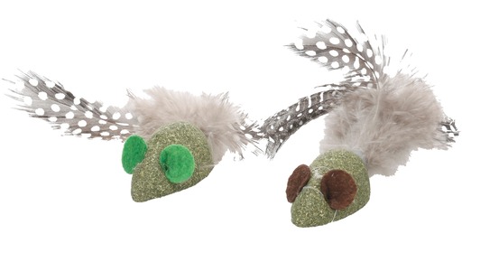 Jouet souris katti en cataire avec plumes pour chat