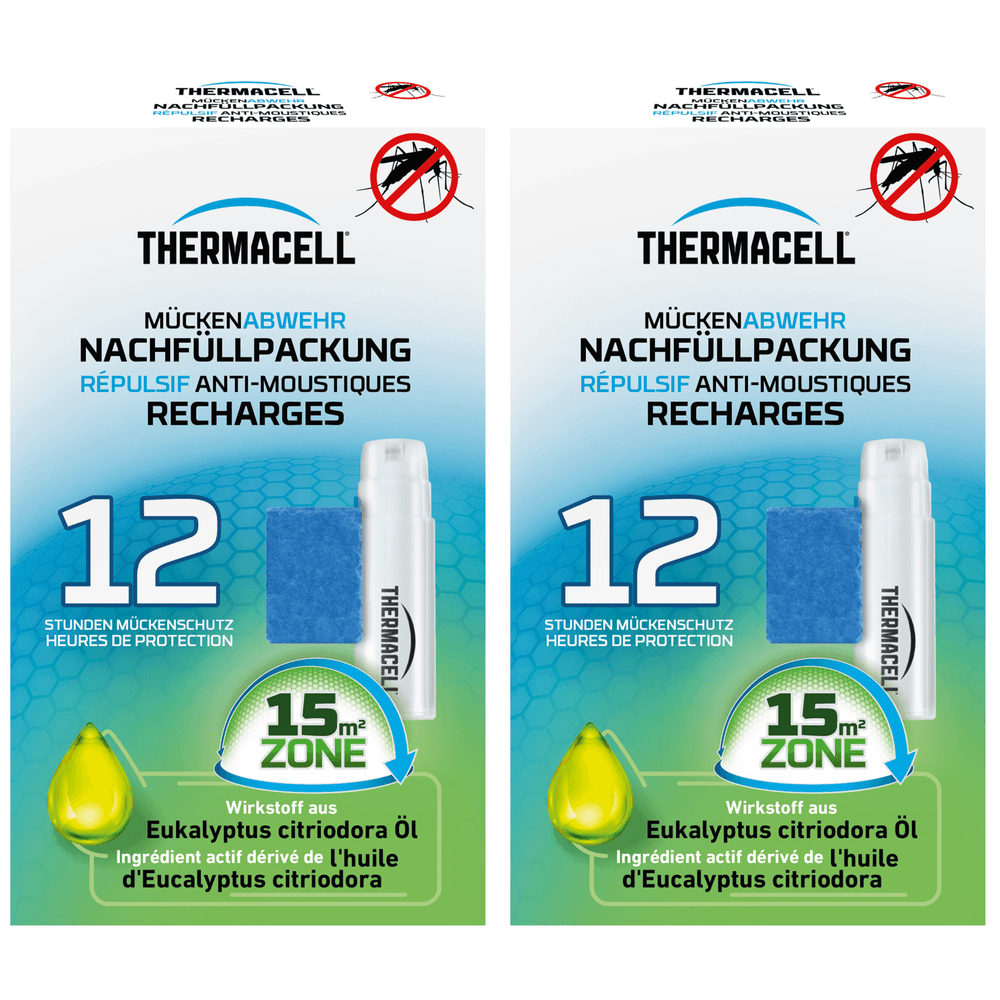 Thermacell 2 recharges répulsives anti moustiques & moustiques tigres - protection 24h- compatible diffuseurs, nomades & lanternes