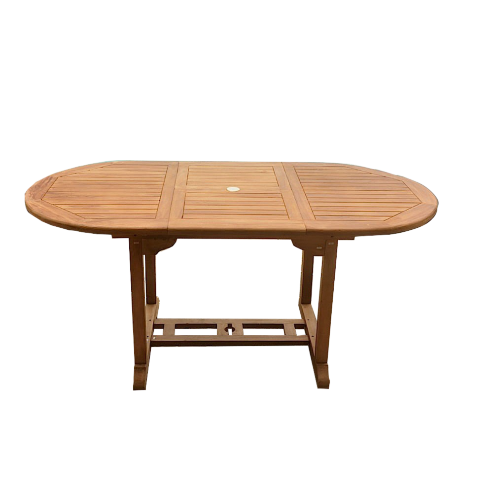 Table de jardin ovale extensible en teck brut 6 personnes kajang