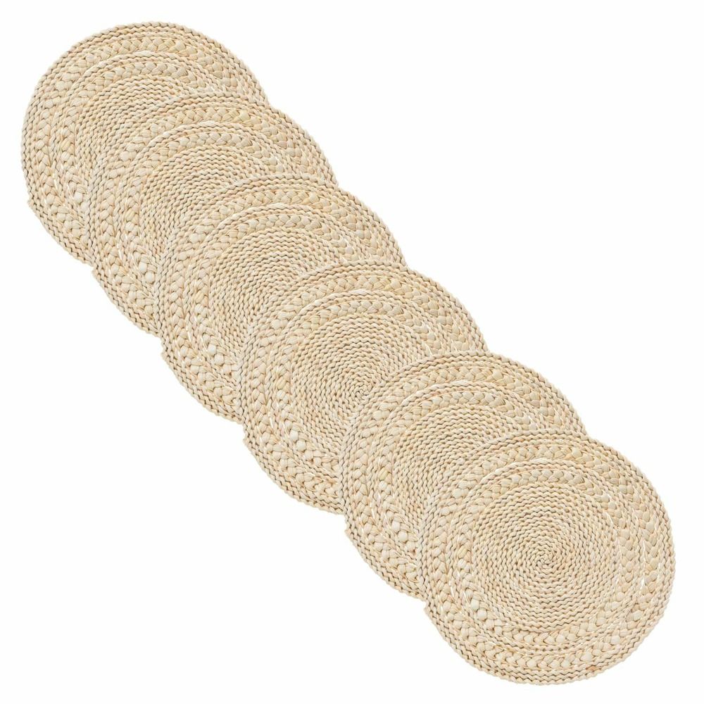 Lot de 6 sets de table rond escambia - diam 38 cm - beige
