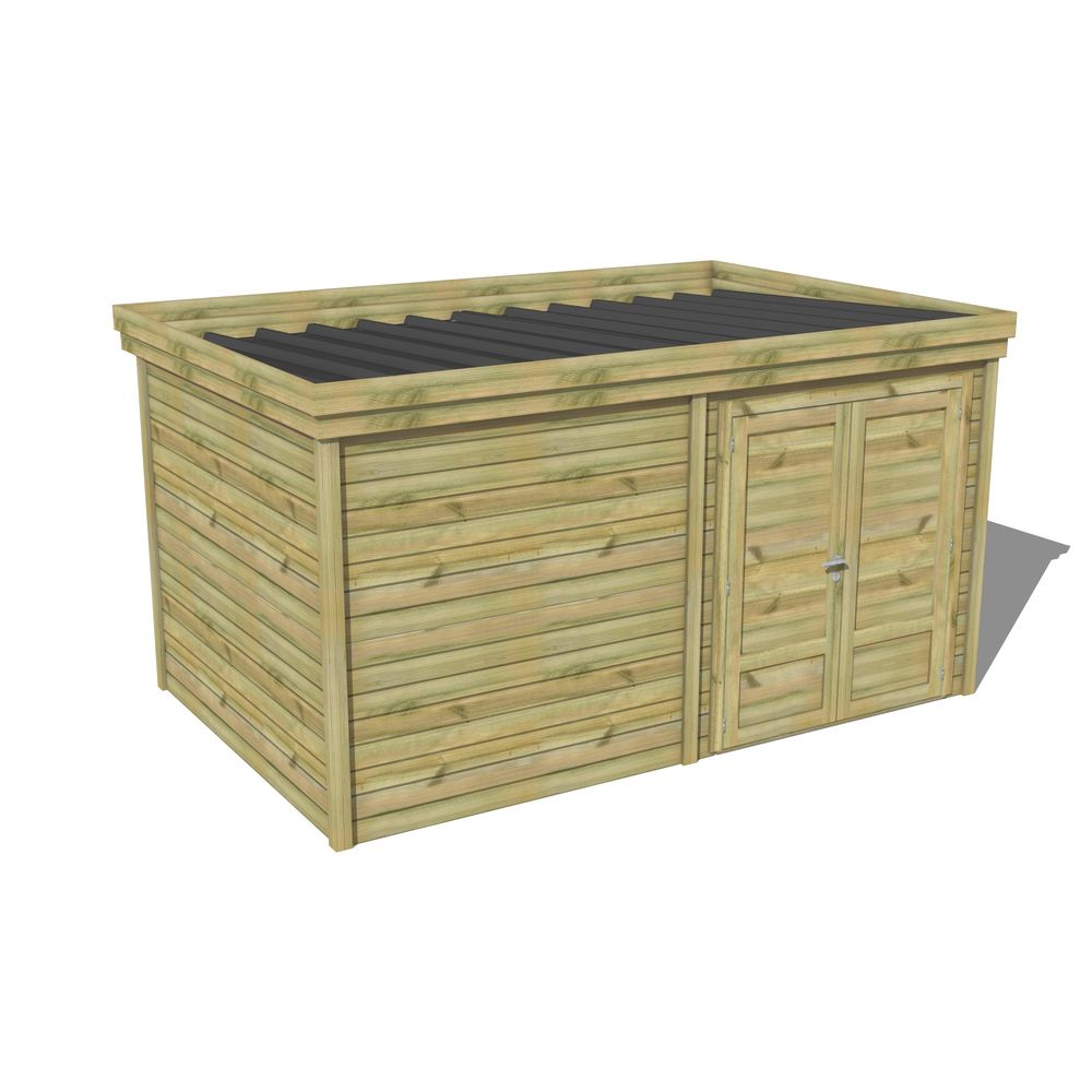Abri de jardin bois pin traité autoclave 27mm - 4,695x2,64m / 12m2 - bac acier - abri français