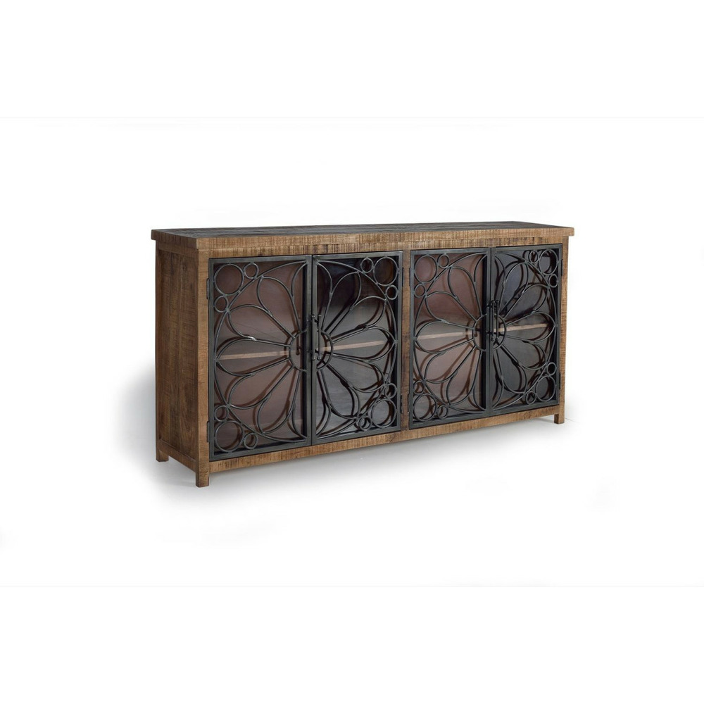 Bahut bois-fer marron - quélina décoration d'autrefois