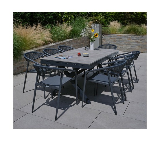 Ensemble table et chaises de jardin - 8 places - gris perle - cavalairana