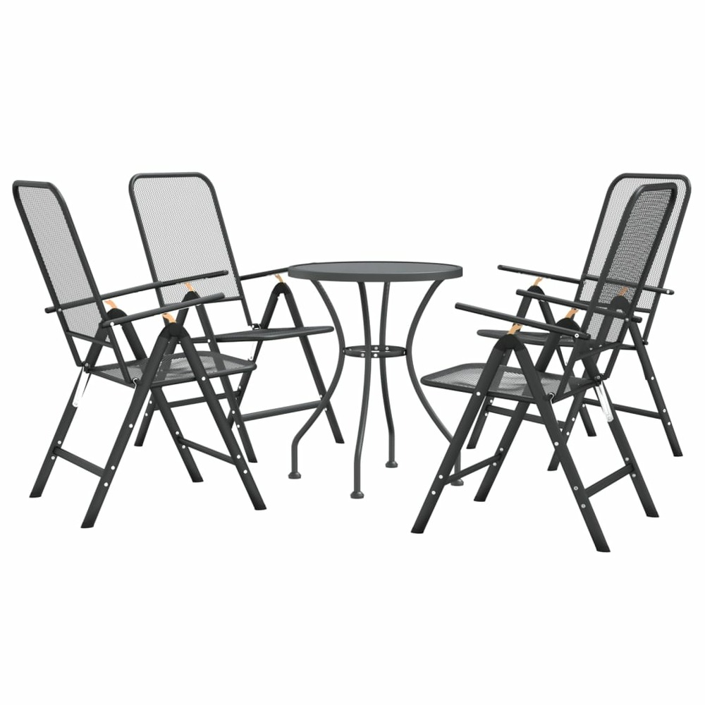 Mobilier à dîner de jardin 5 pièces maille métal anthracite