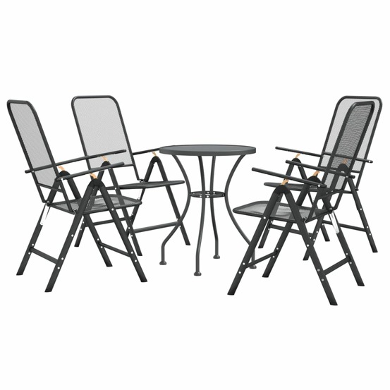 Mobilier à dîner de jardin 5 pièces maille métal anthracite