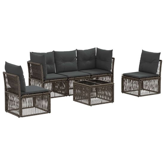Ensemble de canapé de jardin 6 pc gris polyrotin
