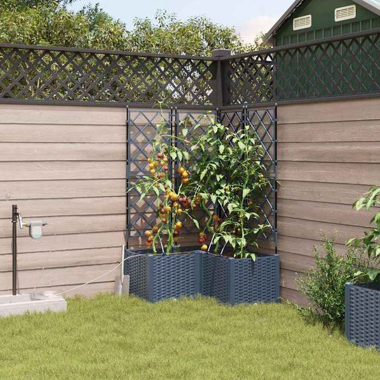 Bac à fleurs carré haut avec irrigation pour terrasse gris 80x80x142 cm