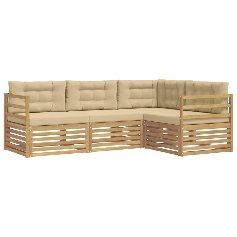 Ensemble de canapés d'extérieur 4 pcs blanc et beige