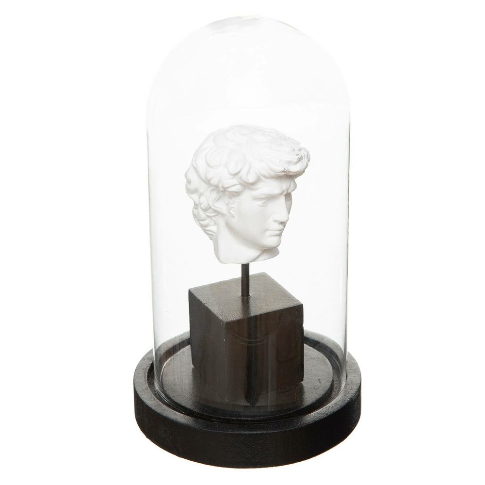 Cloche david - résine et verre - noir et blanc - h21 cm