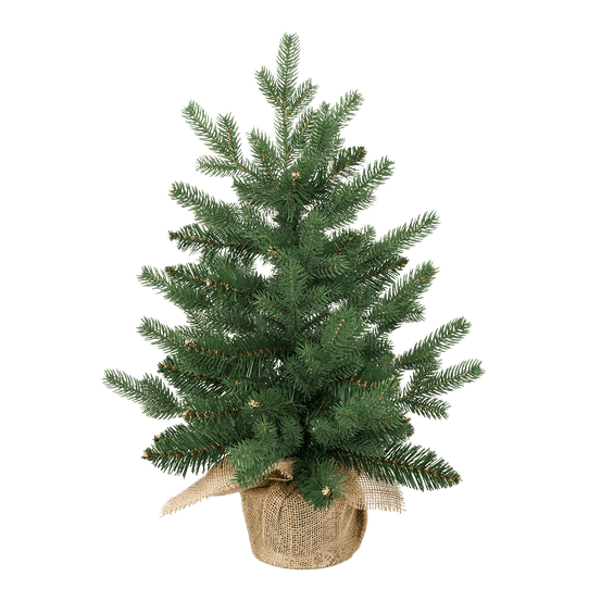 Petit sapin de noël artificiel de table 60 cm avec pot en jute - épicéa commun - little grove