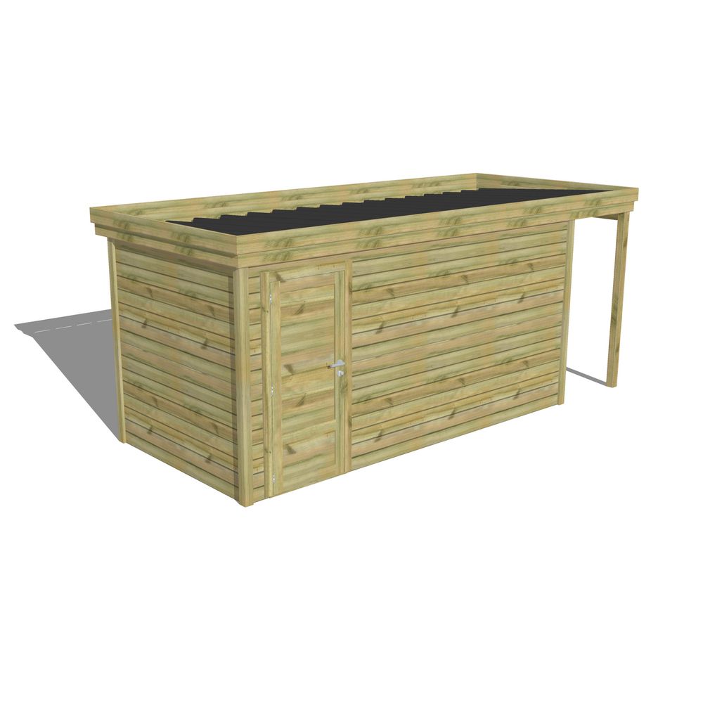 Abri de jardin bois pin traité autoclave 27mm - 5,34x2,14m / 11m2 - bac acier - abri français