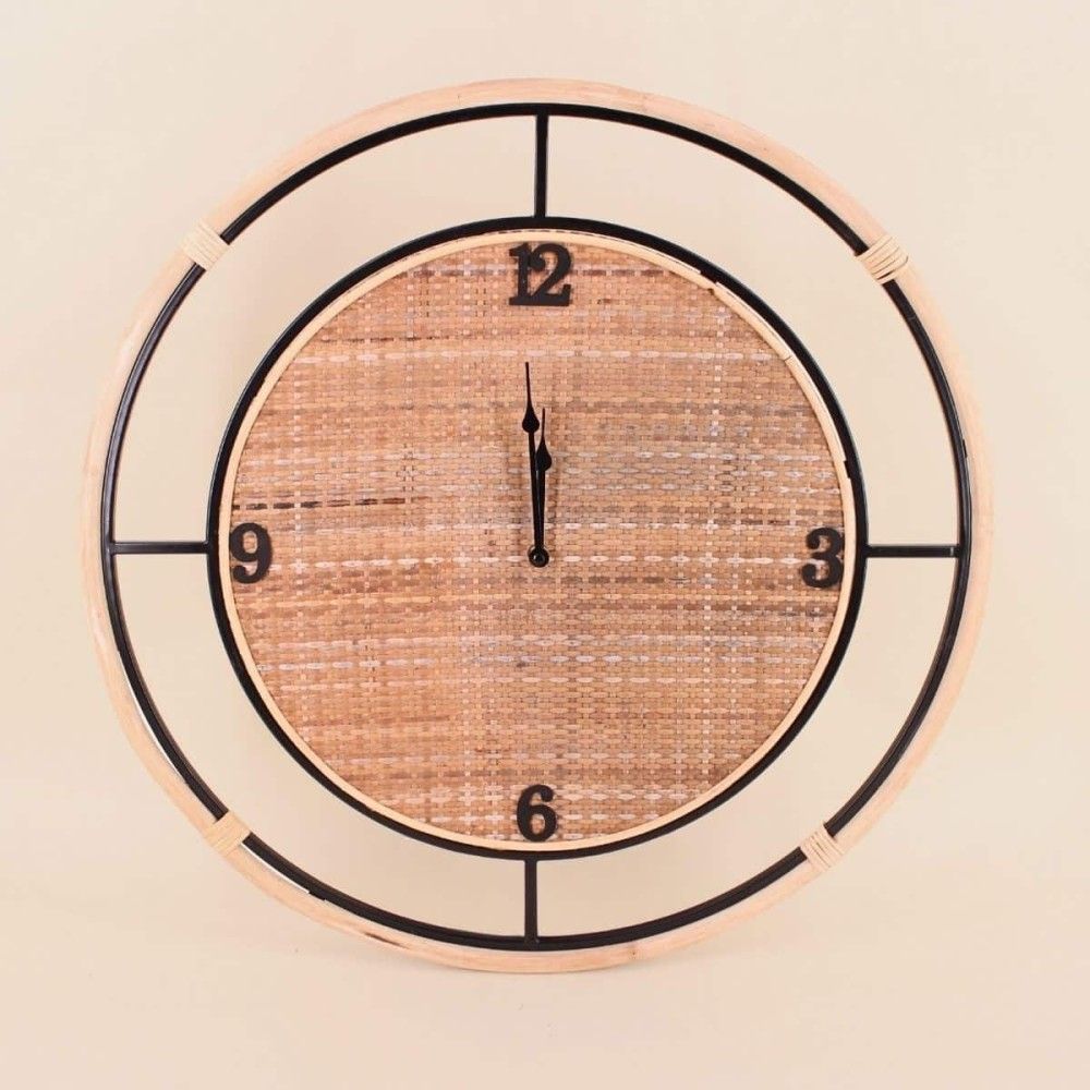 Horloge en rotin et bambou 60cm