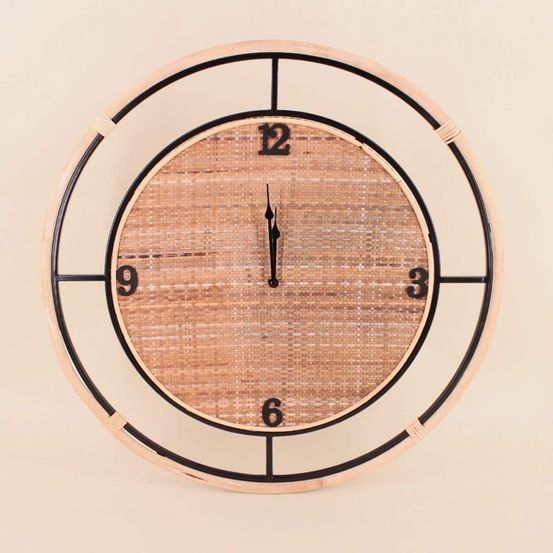 Horloge en rotin et bambou 60cm