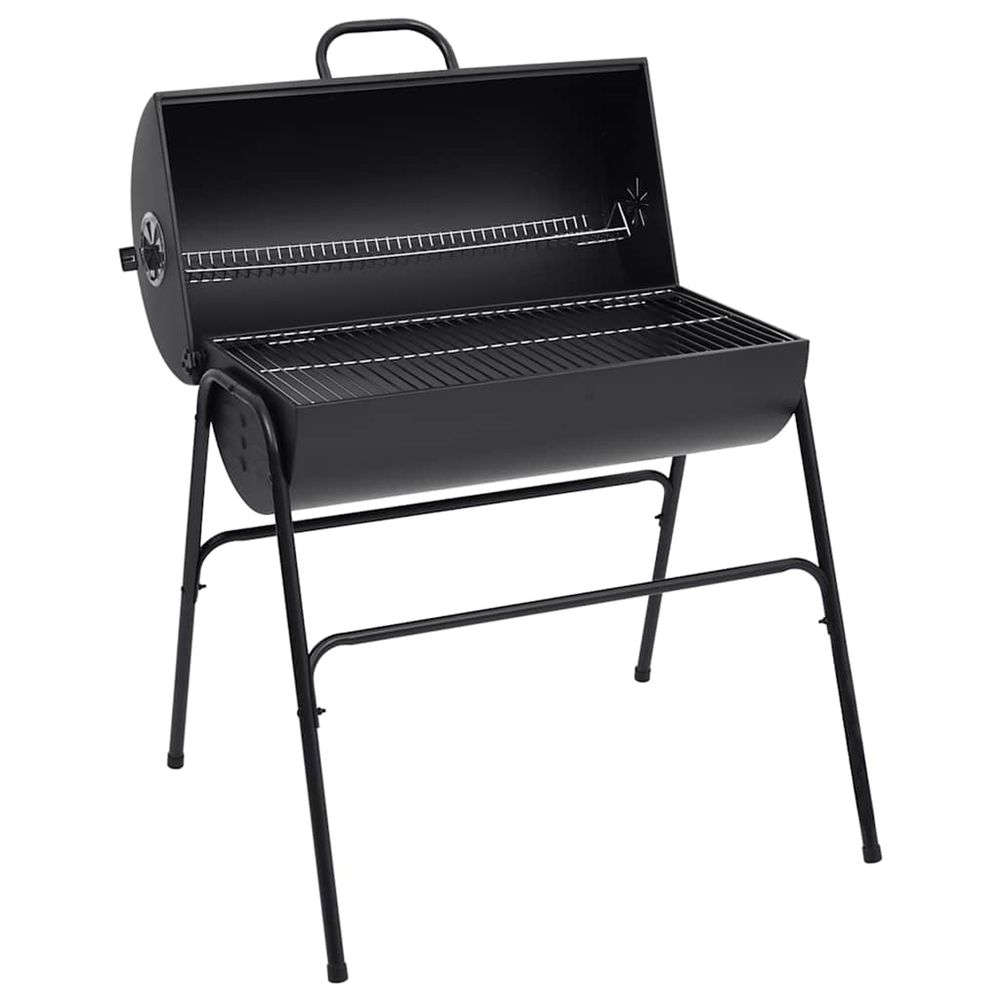 Gril à baril avec 2 grilles de cuisson noir 80x95x90 cm acier