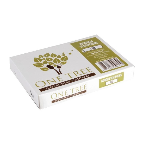 Cuillères à dessert en bois jetables 166 mm - plastico - boite de 100