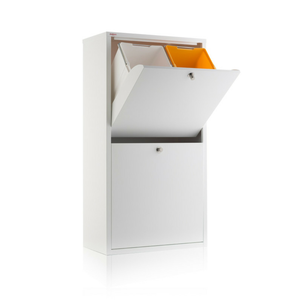 Meuble de tri emi, 4 compartiments (80 l), blanc, design moderne et fonctionnel