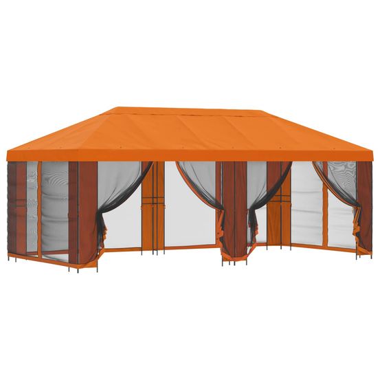 Gazebo avec murs latéraux 6 x 3 m orange polyester et acier 190