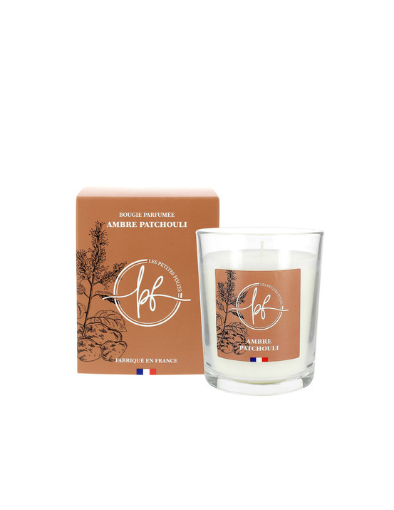 Bougie parfumée ambre patchouli 180g avec etui - les petites folies
