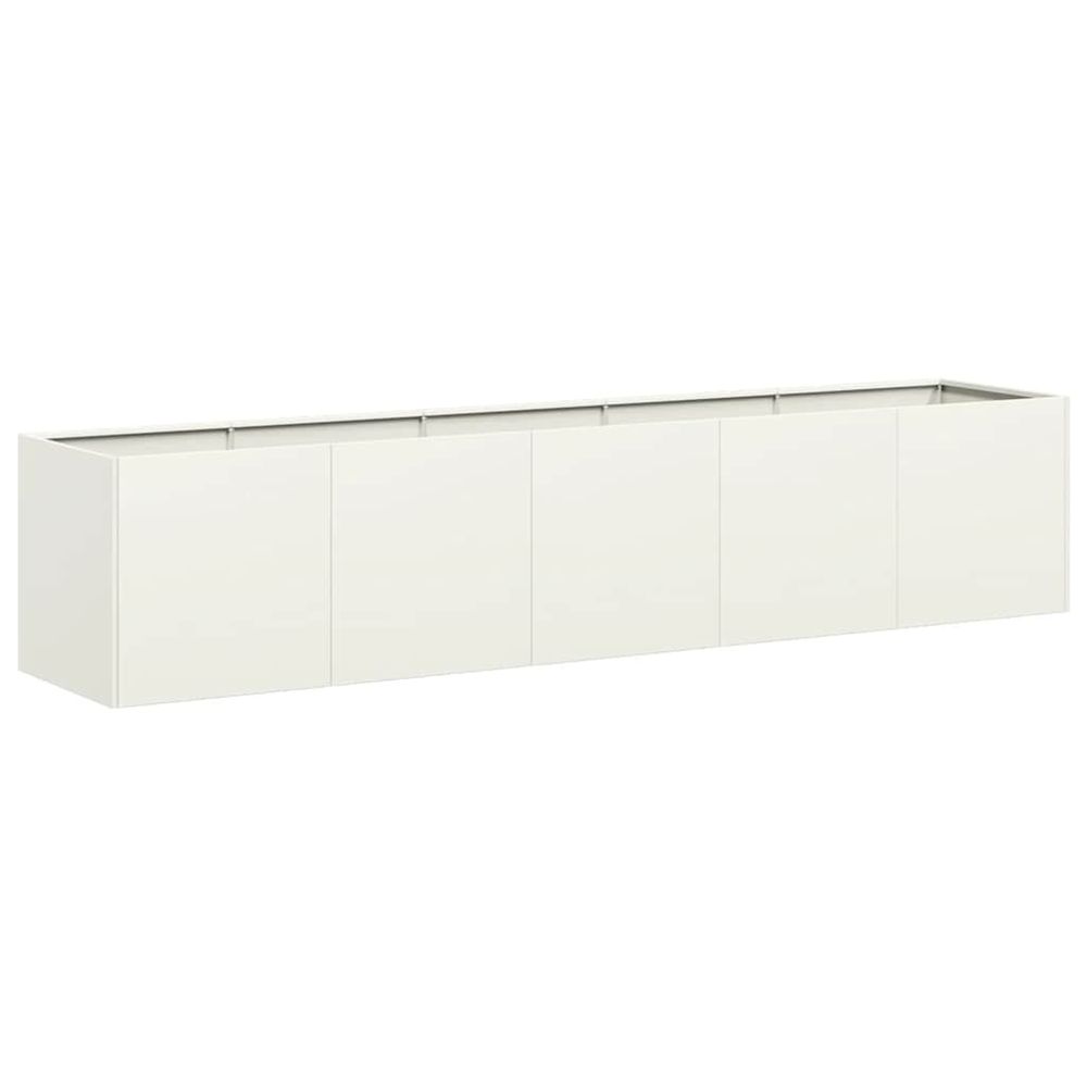 Jardinière d'extérieur blanc 200x40x40 cm acier laminé à froid