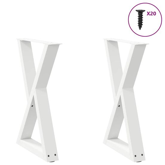 Pieds de table à manger 2 pièces blanc 60 x (72-73,3) cm acier