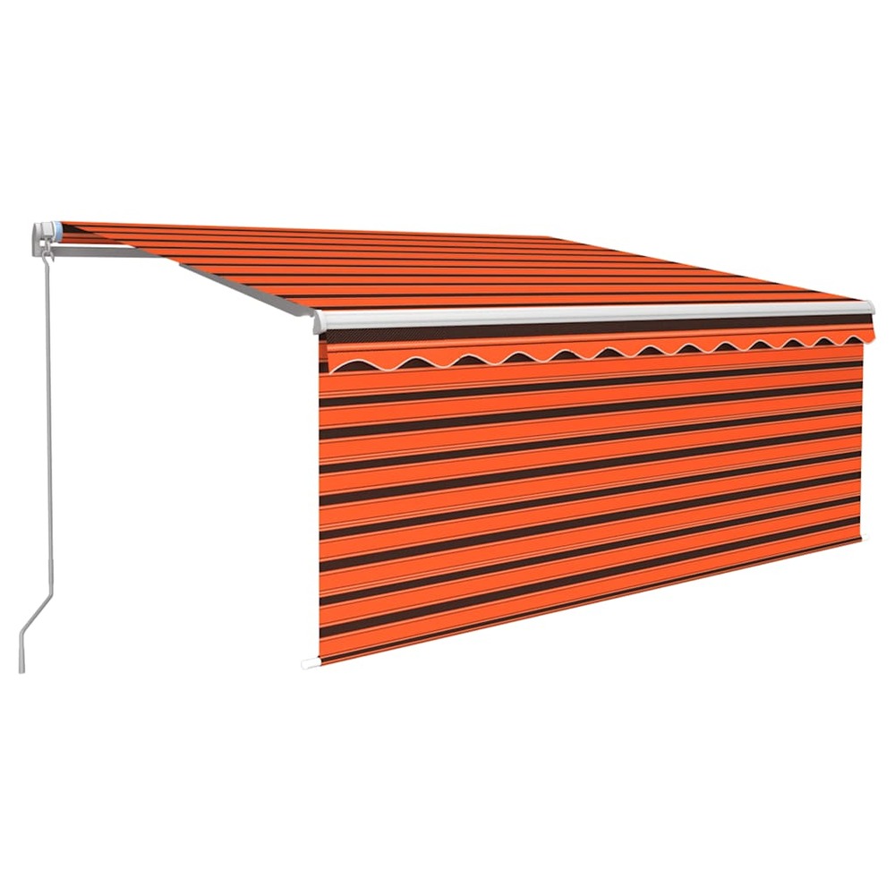 Auvent rétractable manuel store led 3,5x2,5 m orange et marron