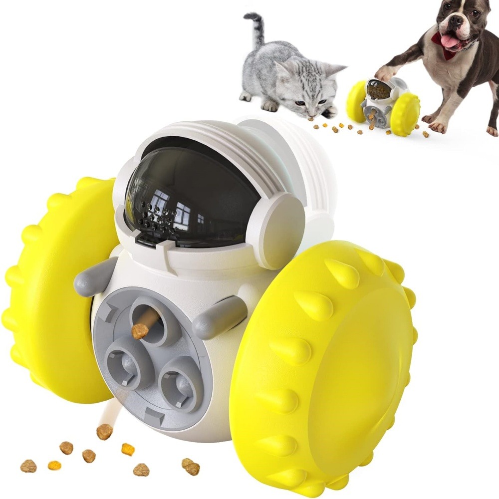 Jouets pour chiens-fuite de nourriture-forme de roue de gobelet jaune