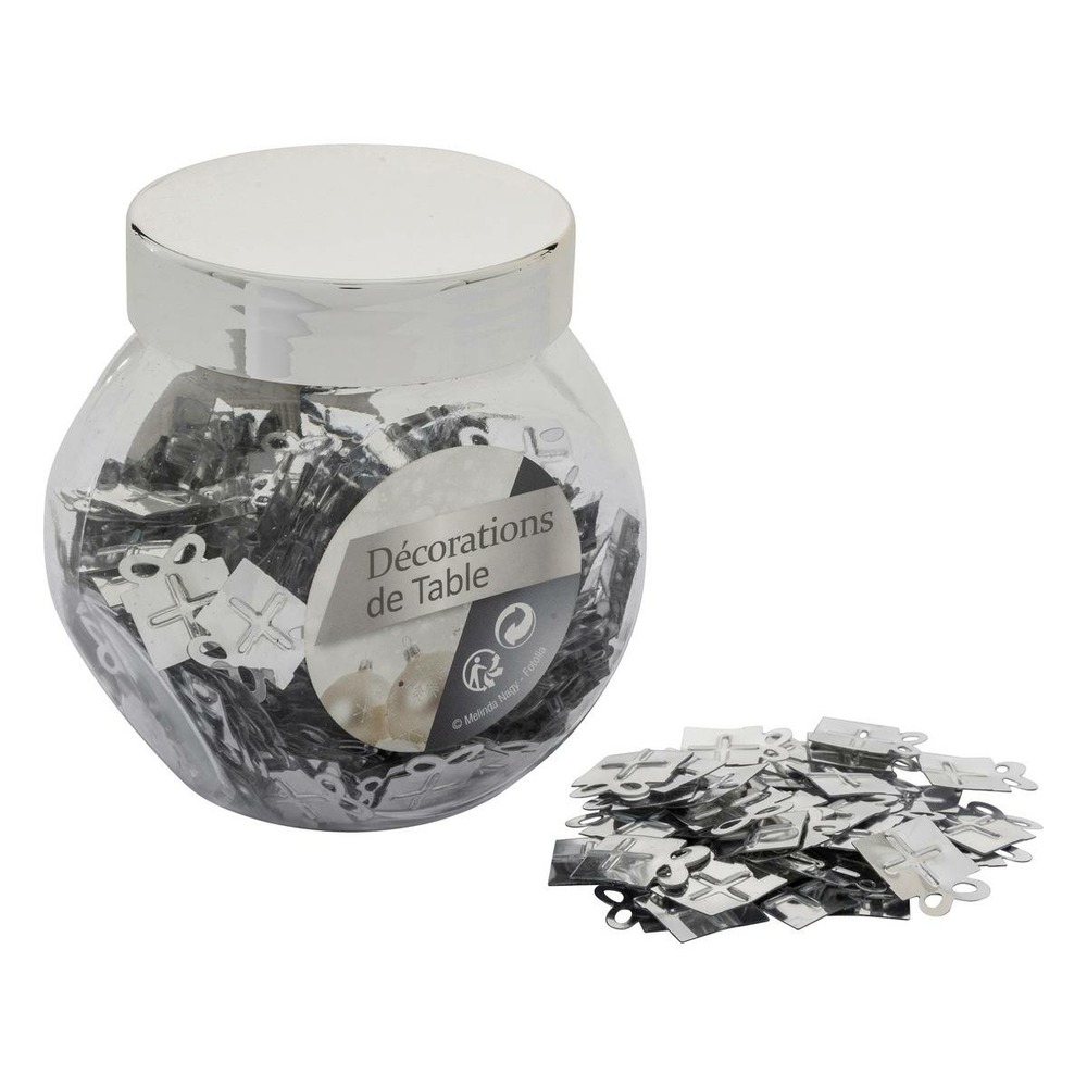 Confettis brillants argents en bocal