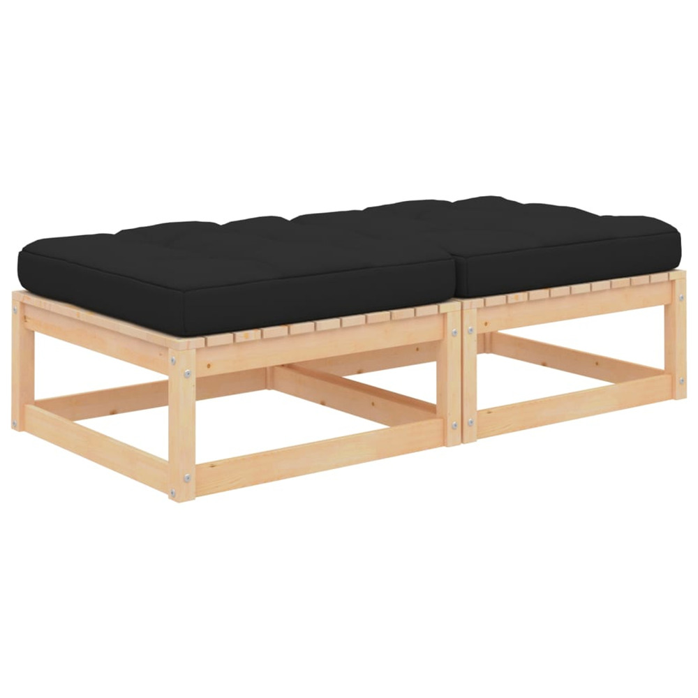 Repose-pieds de jardin avec coussins lot de 2 pin massif