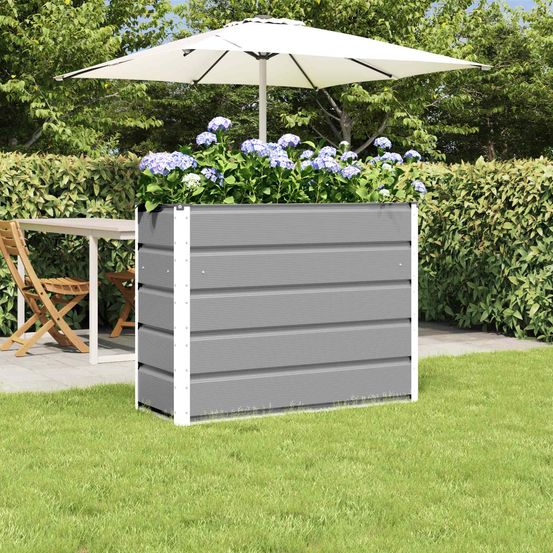 Grande jardinière haute en acier pour terrasse et jardin 100x40x75 cm gris clair