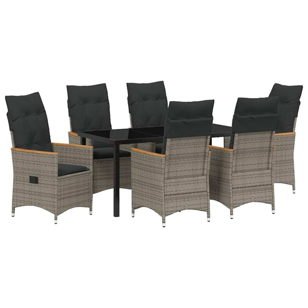 Ensemble de salle à manger pour jardin 7 pcs gris polyrotin