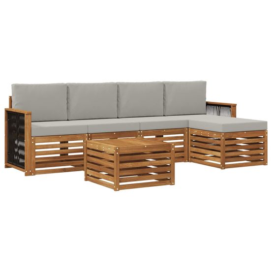 Ensemble de canapés d'extérieur 6 pc naturel et gris clair