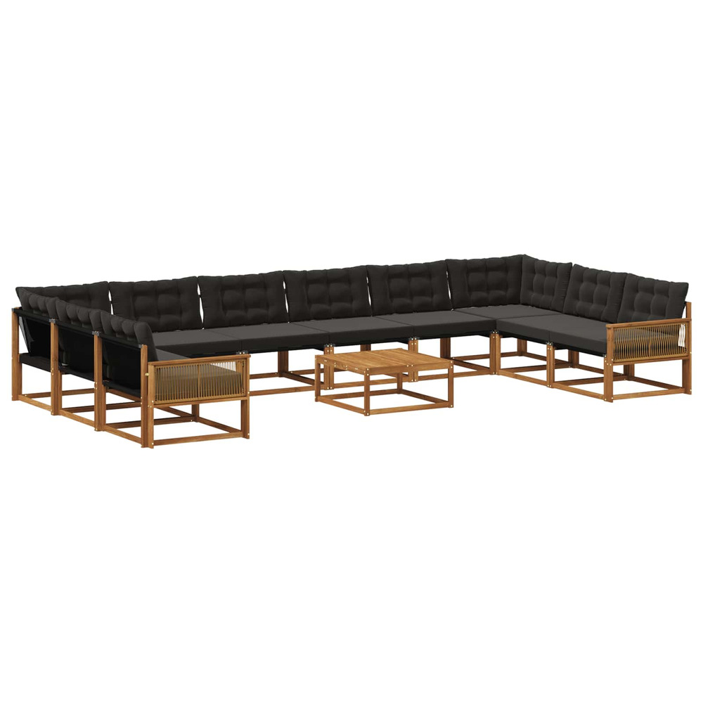 Ensemble de canapés d'extérieur 11 pcs naturel et noir